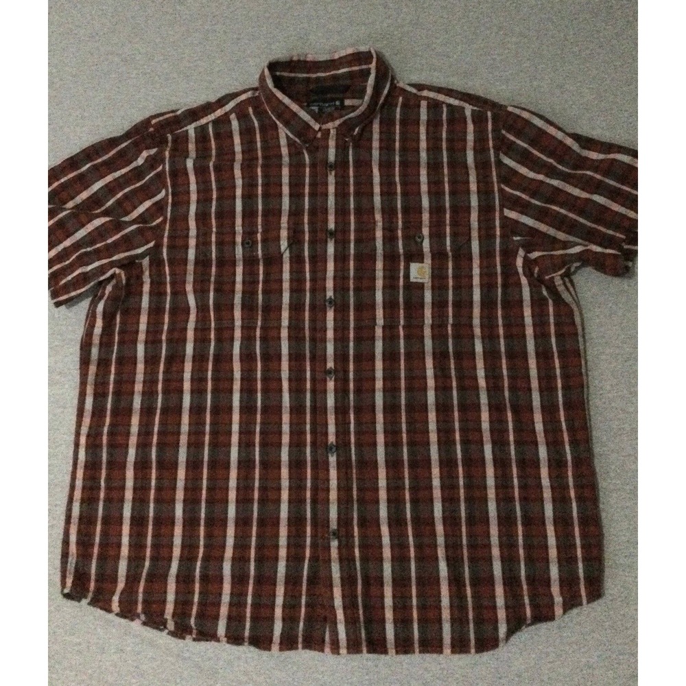 Carhartt Button Down Shirt Men's 2XL 2TG Checkered loose Fit Cotton